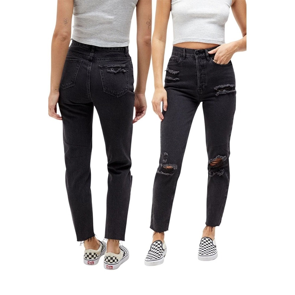PacSun Ultra High Rise‎ Slim Distressed Black Denim Jeans Women's - 31 NWT